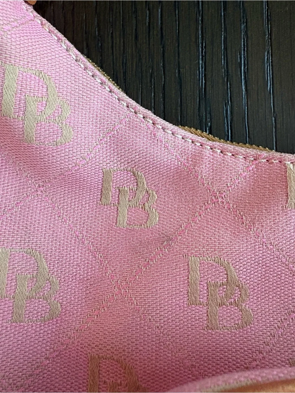 Dooney & Bourke Pink Monogram Mini Hobo Shoulder Bag Vintage Y2K